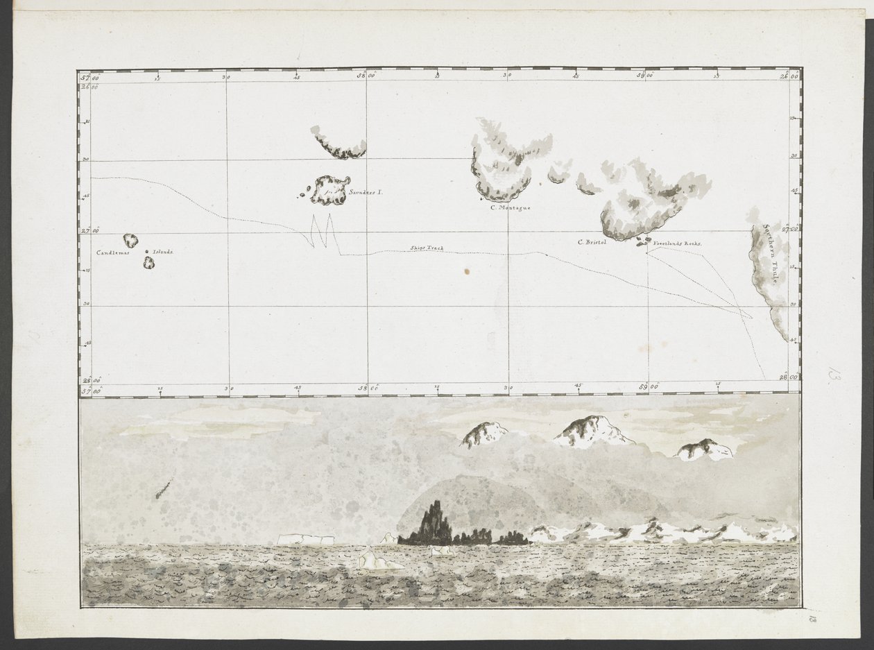 Agregue MS 15500 f.13 Veintidós Cartas, vistas de Headlands, etc., tomadas durante el viaje del Capitán Cook en la Resolución a través del Océano Pacífico y el Océano Austral de English School