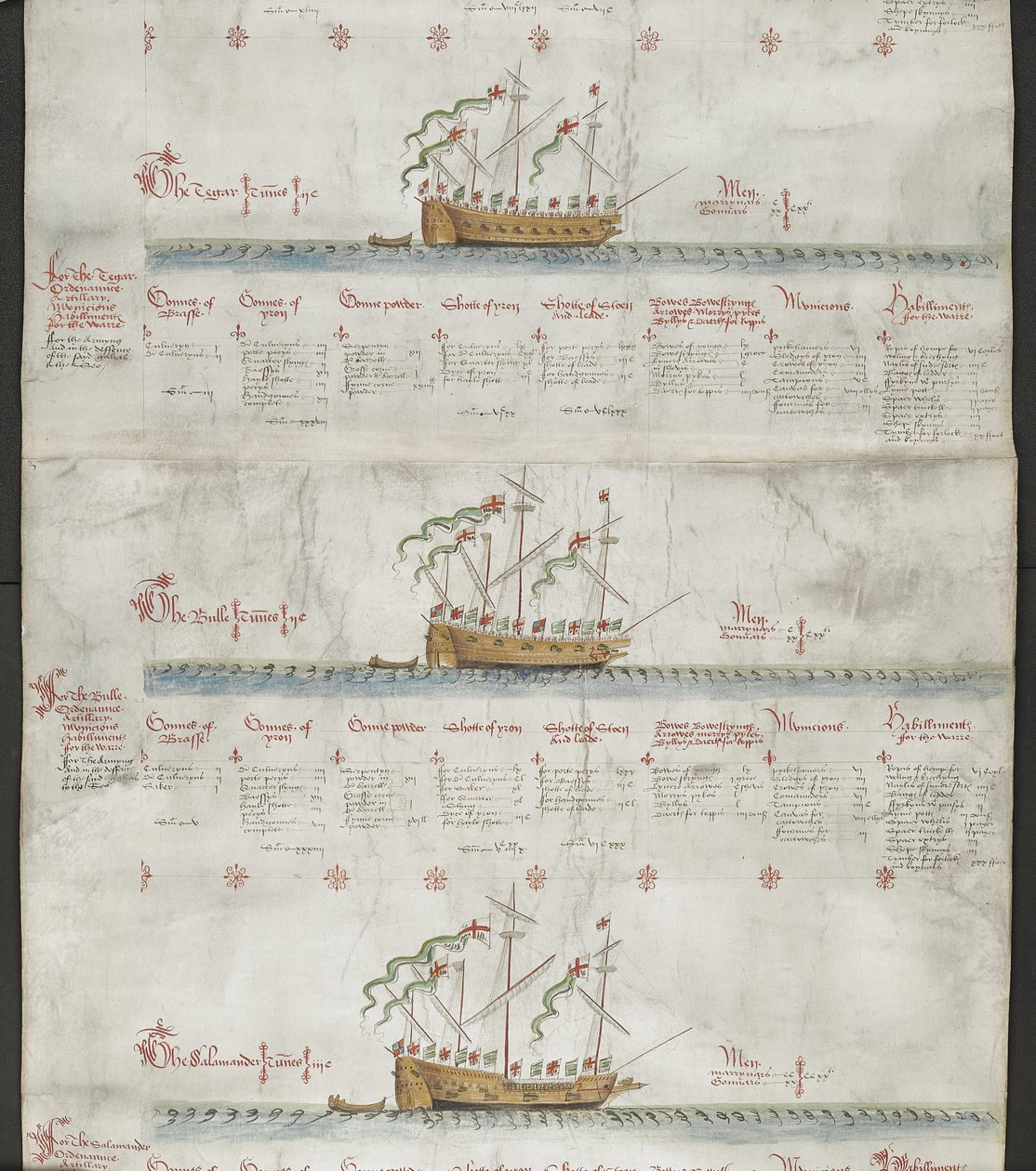 Agregue MS 22047 f.3r, de arriba a abajo: El tigre, el toro y la salamandra, de 