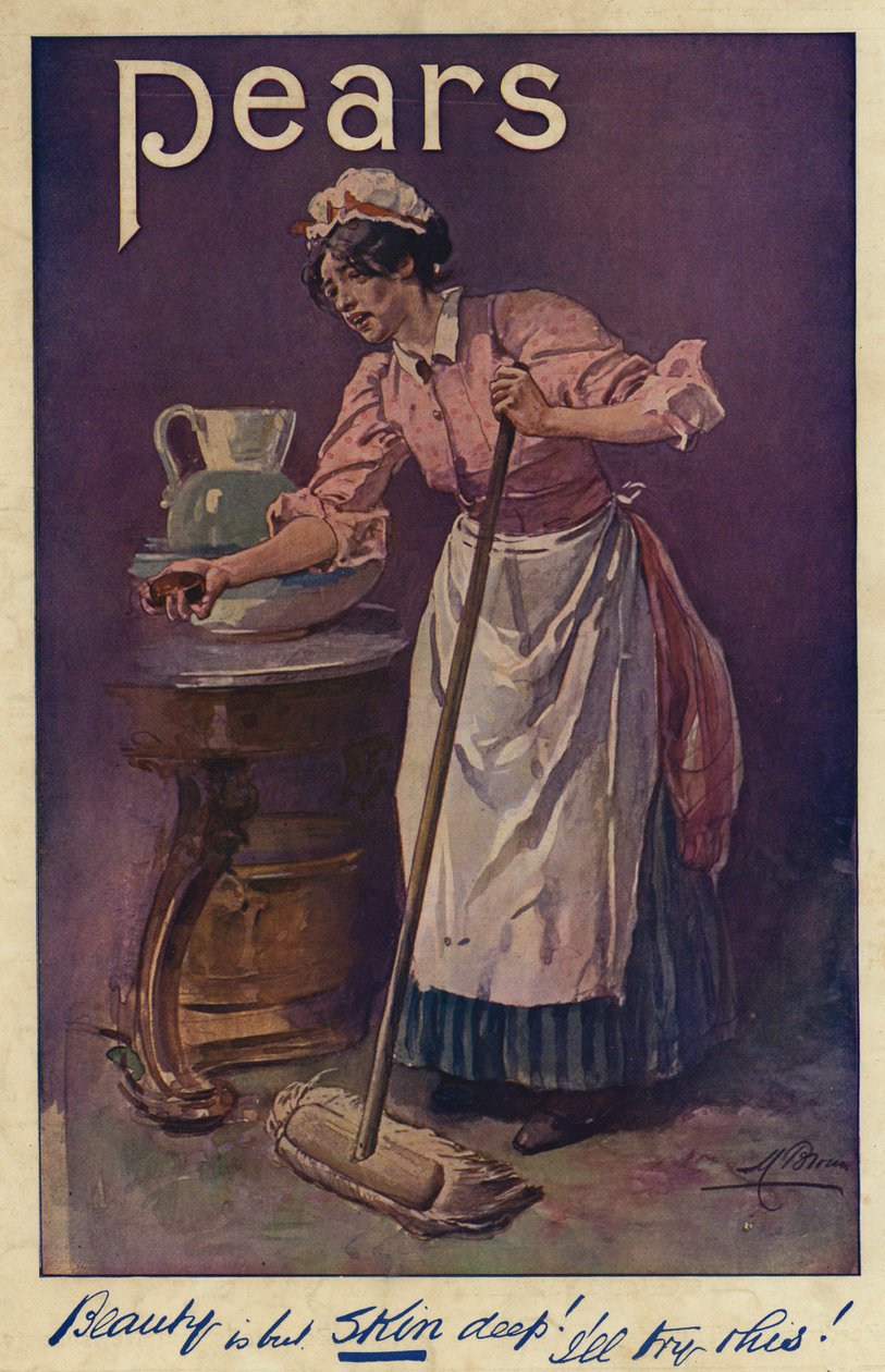 Anuncio, Jabón de peras (litografía en color) de English School