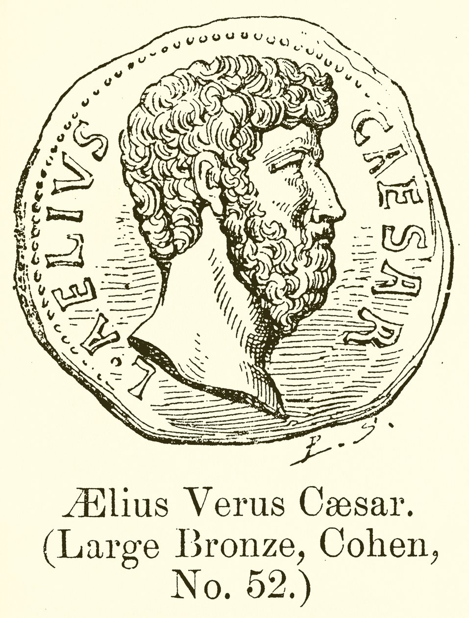 Aelius Verus Caesar. (Bronce grande, Cohen, nº 52) (grabado) de English School
