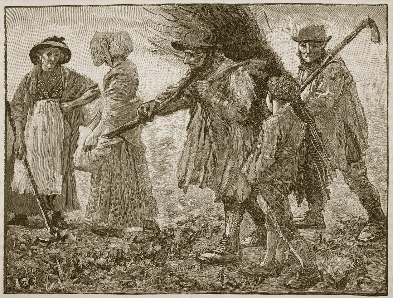 Trabajadores agrícolas en la época del Primer Parlamento de Reforma, ilustración de Cassells Illustrated History of England de English School