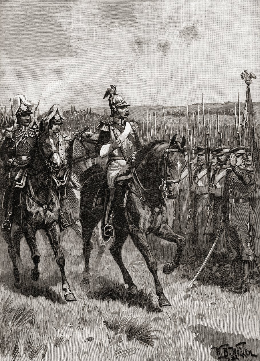 Alejandro II de Rusia pasando revista a su ejército en Sebastopol durante la Guerra de Crimea de English School