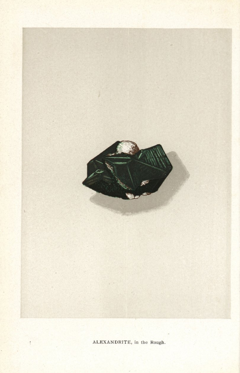 Alejandrita en bruto, de "Precious Stones and Gems" de Edwin Streeter, Londres, George Bell & Sons de English School