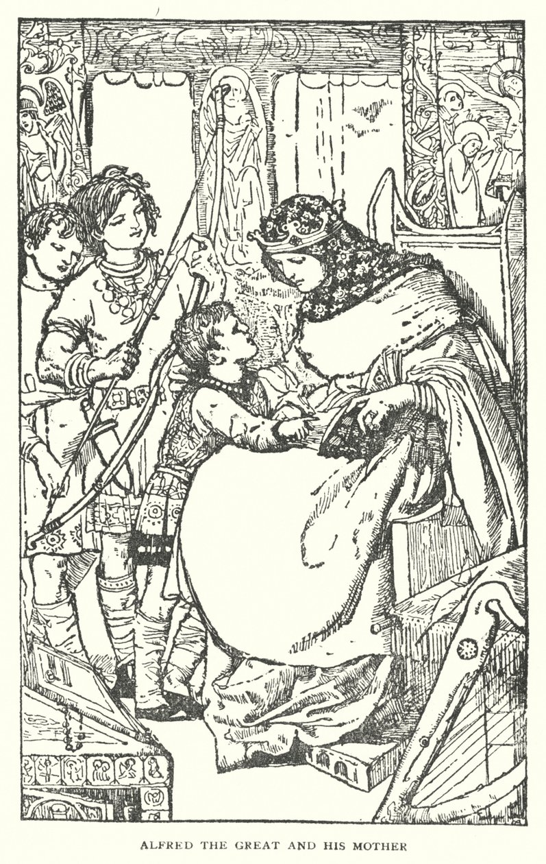 Alfredo el Grande y su madre (litografía) de English School