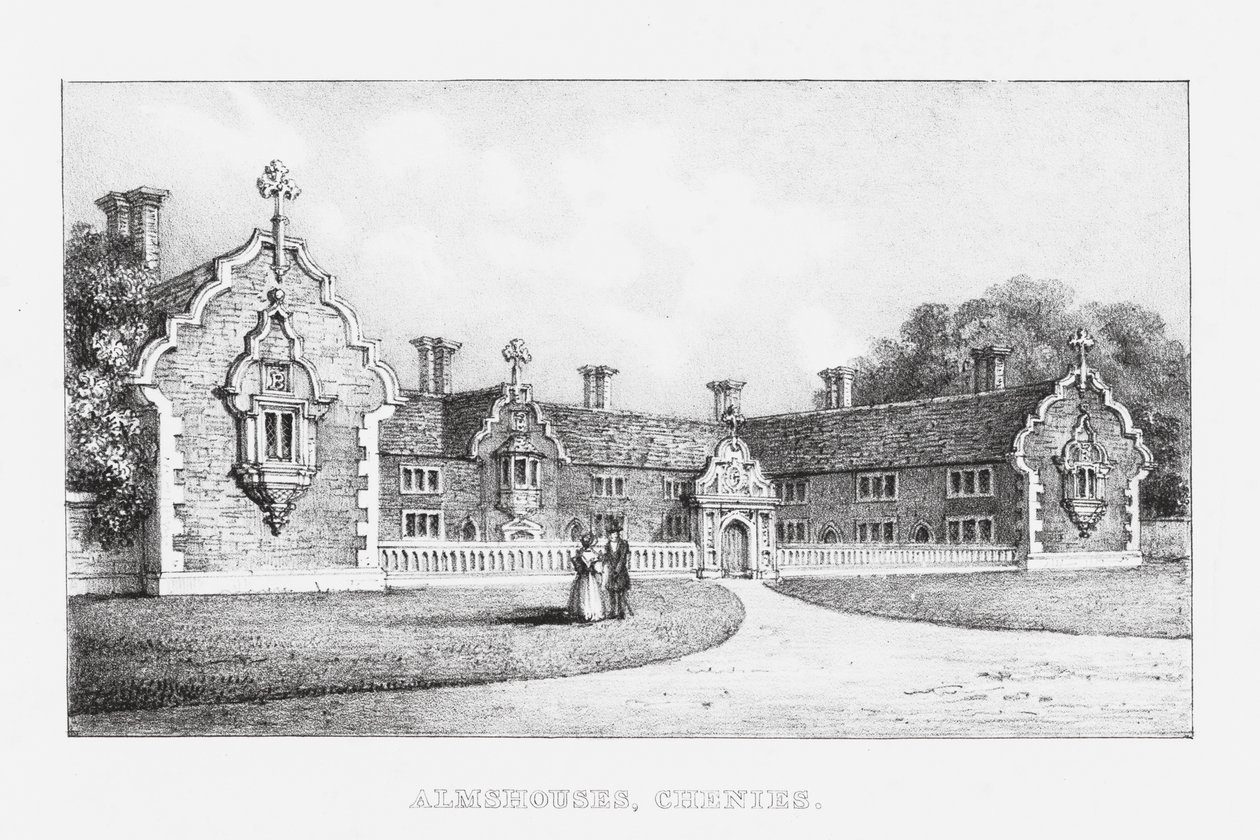 Almshouses, Chenies (grabado) de English School