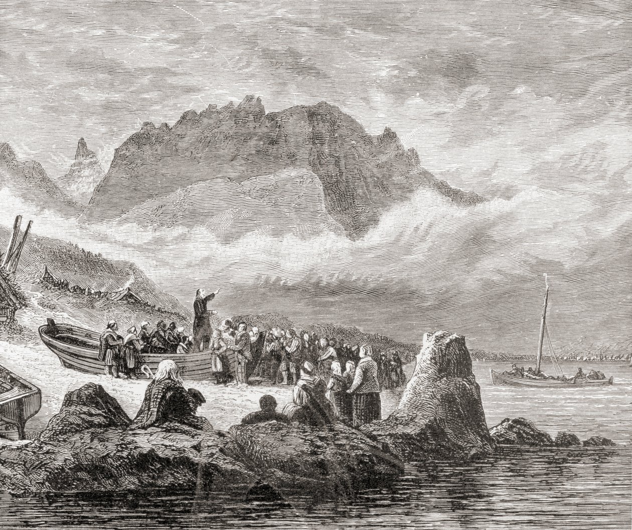 Servicio al aire libre en la Isla de Skye, Hébridas Interiores, de 