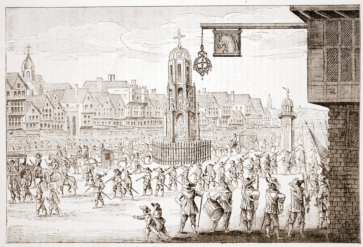 Vista antigua de Cheapside, de La Serres Entree de la Revne Mere du Roy, mostrando la procesión de María de Médicis de English School