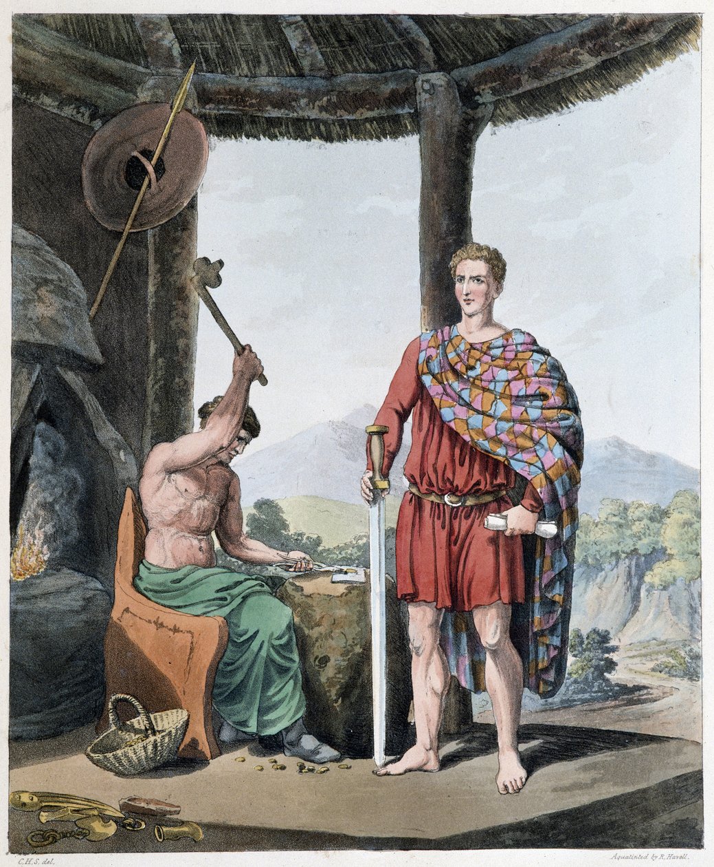 Antiguo herrero y fabricante de hierro - en “Celtas y godos, costumbres de los habitantes de las Islas Británicas del siglo VI temprano y de las naciones godas de la costa oeste del Báltico”, por S.R. Meyrick y Ch. Smith de English School
