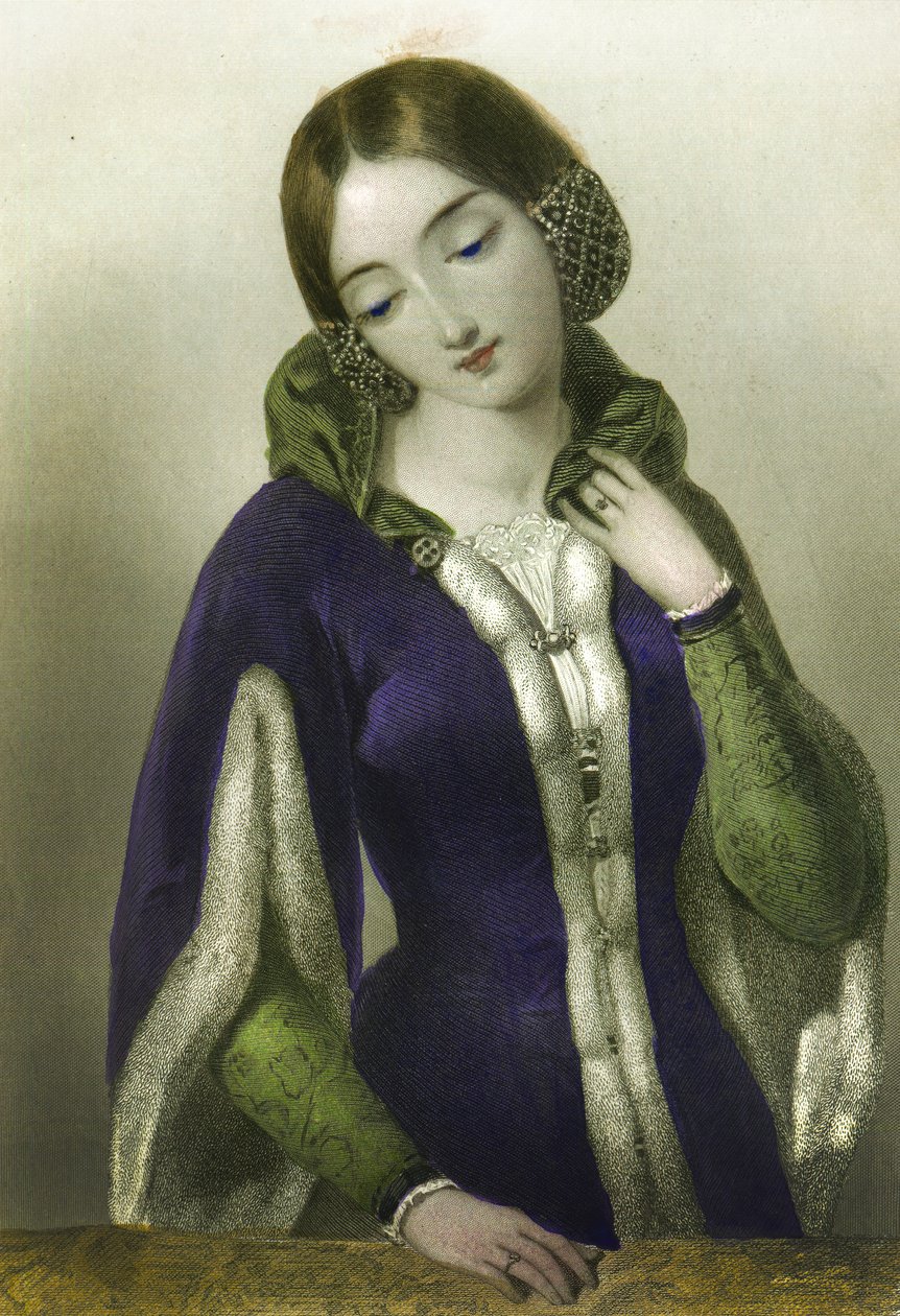 Ana de Bohemia, Reina de Ricardo II, impreso por Henry G. Bohn, 1856 de English School