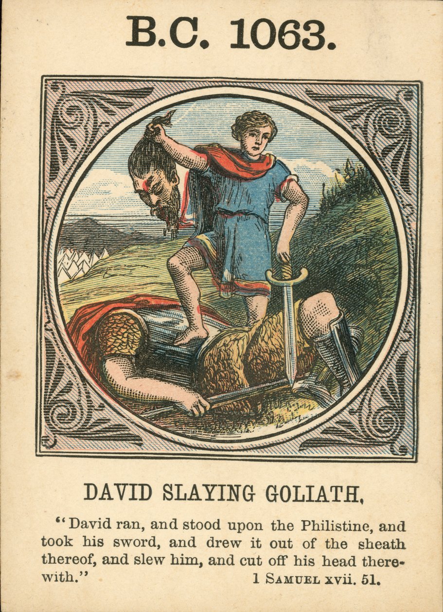Anno Mundi: BC 1063, David matando a Goliat (litografía en color) de English School