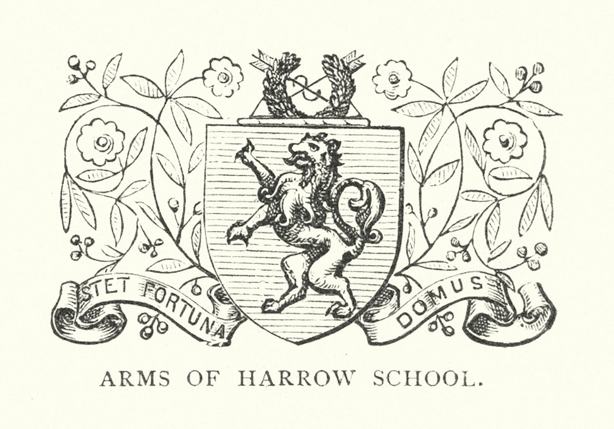 Armas de la Escuela Harrow (grabado) de English School