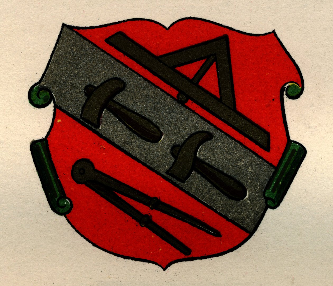 Armas de los Canteros de Estrasburgo, de La Historia de la Masonería, volumen II, publicado por Thomas C. Jack, Londres, 1883 de English School
