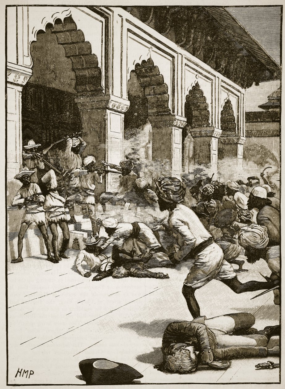Arresto del Rajá de Benarés, ilustración de Cassells Illustrated History of England de English School