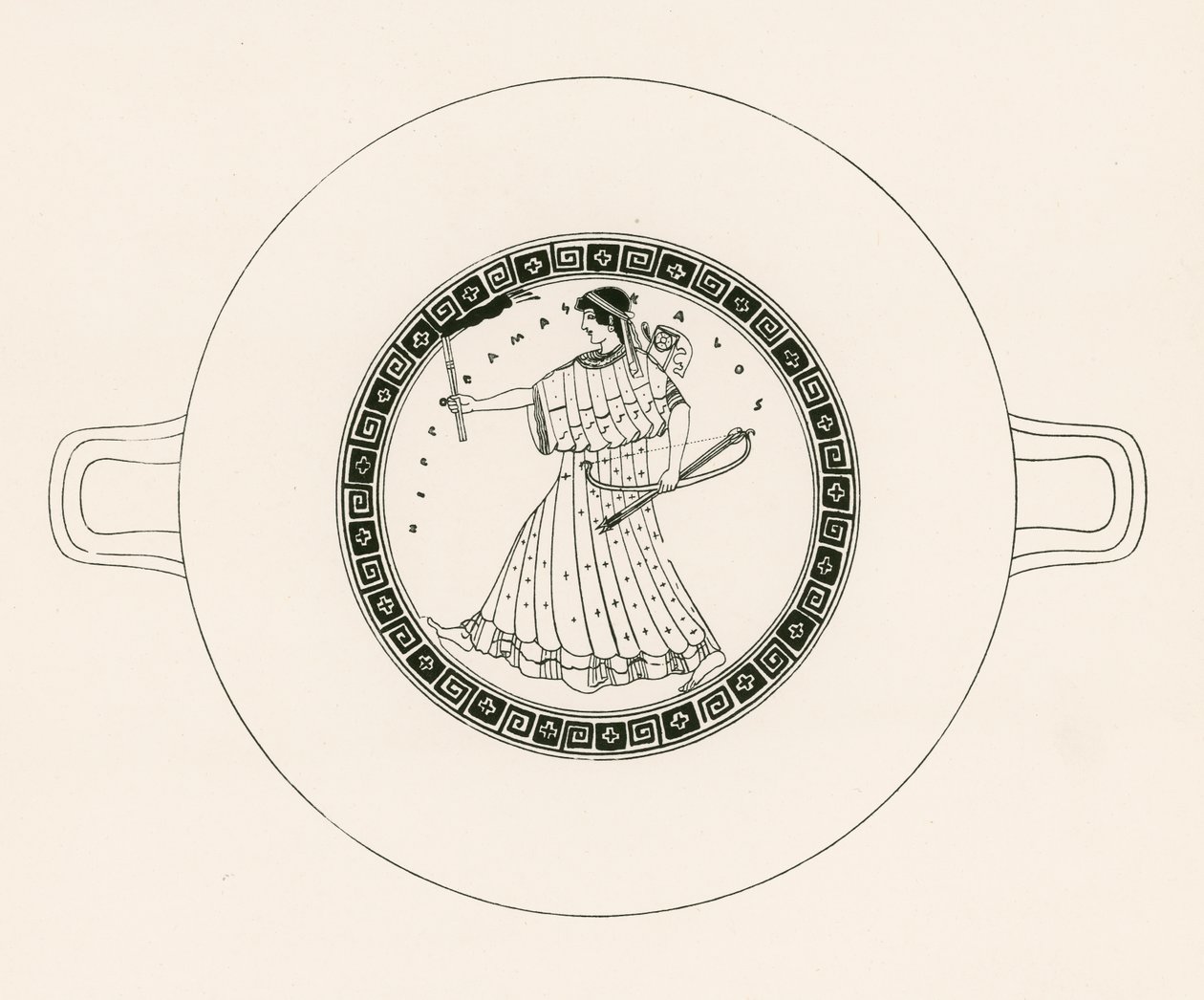 Artemisa con arco, flecha y antorcha (grabado) de English School