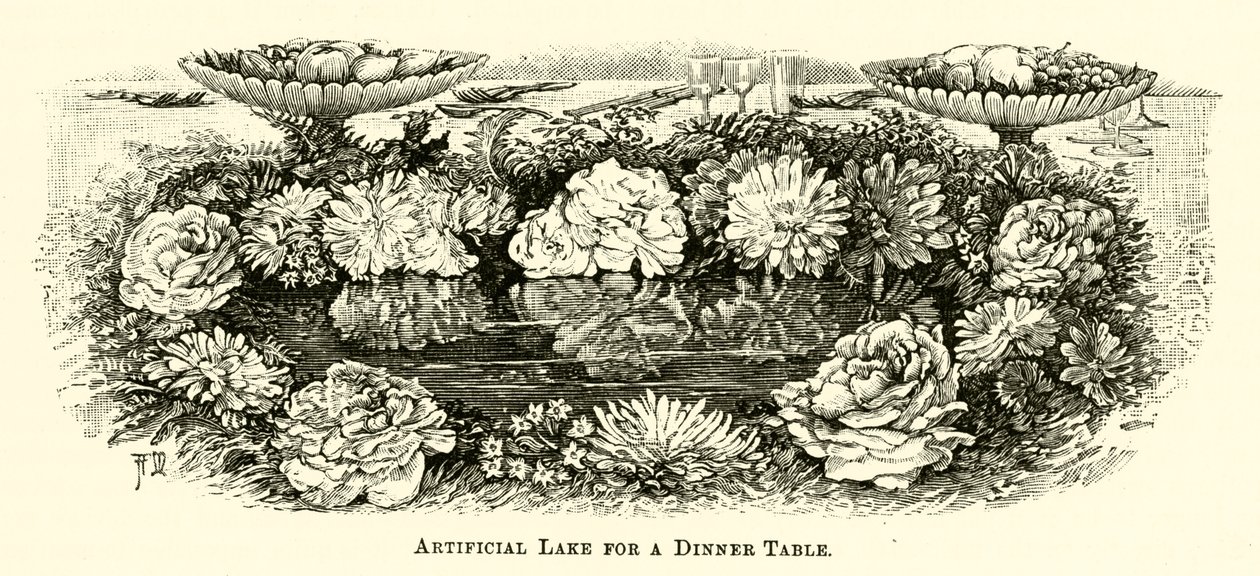 Lago artificial para una mesa de comedor (grabado) de English School