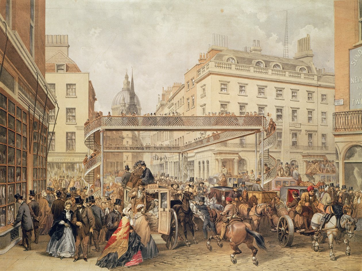En el fondo de Ludgate Hill, Londres, publicado e impreso por Kell Brothers, c.1860 de English School