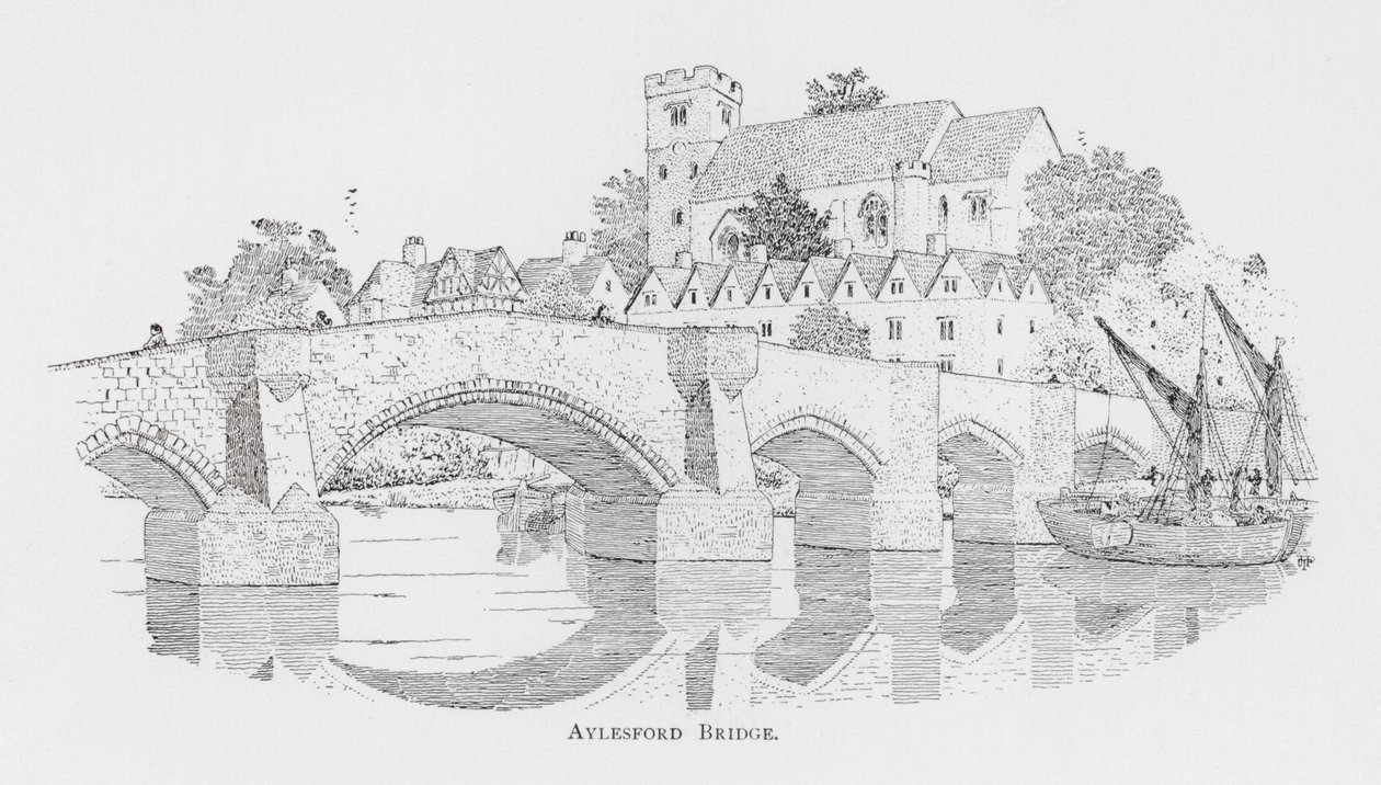 Puente de Aylesford (litografía) de English School