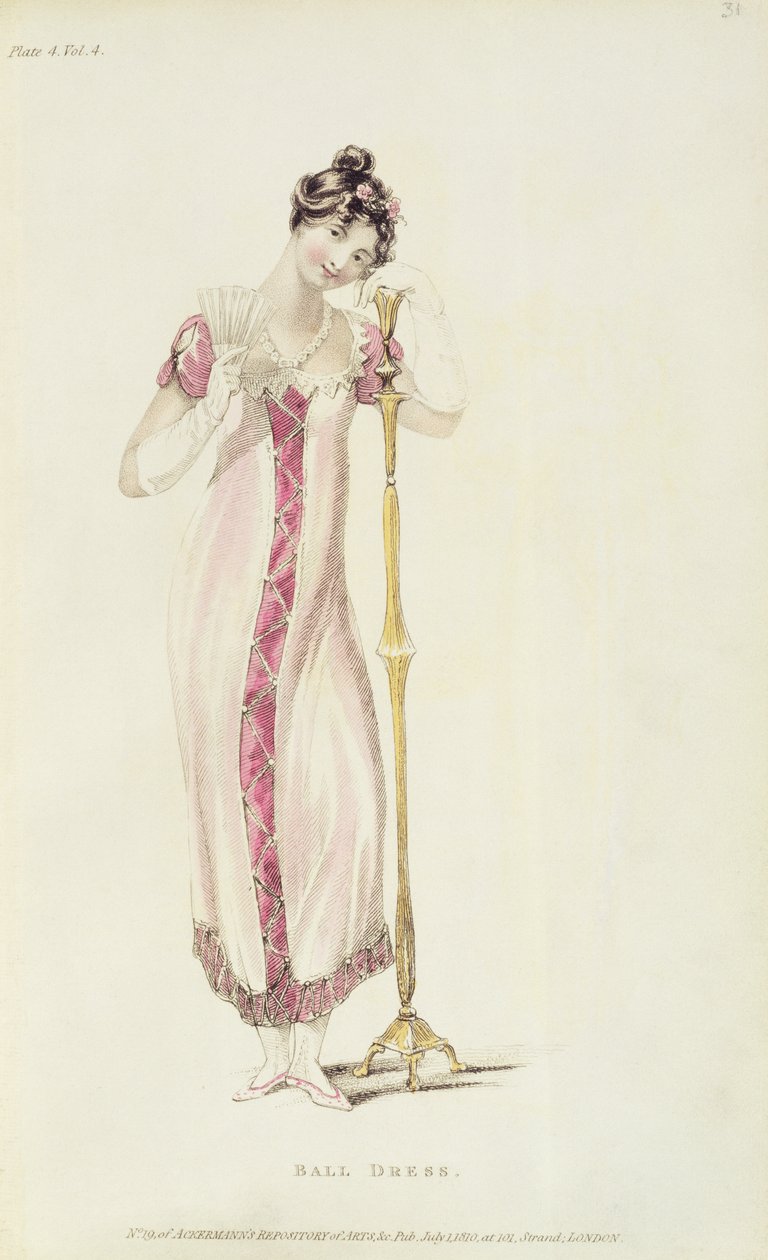Vestido de baile, lámina de moda de Ackermanns Repository of Arts de English School