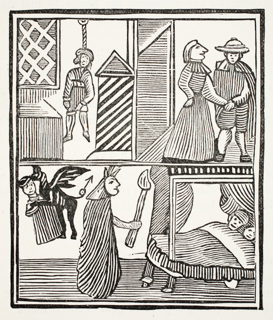 La tragedia de Bateman, ilustración de Chap-books del Siglo XVIII de John Ashton, pub. 1882 de English School