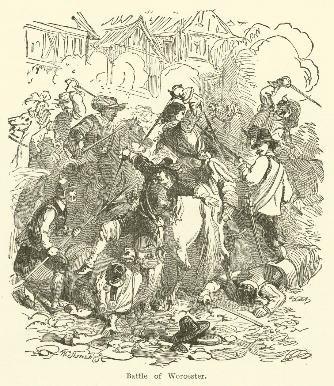 Batalla de Worcester (grabado) de English School