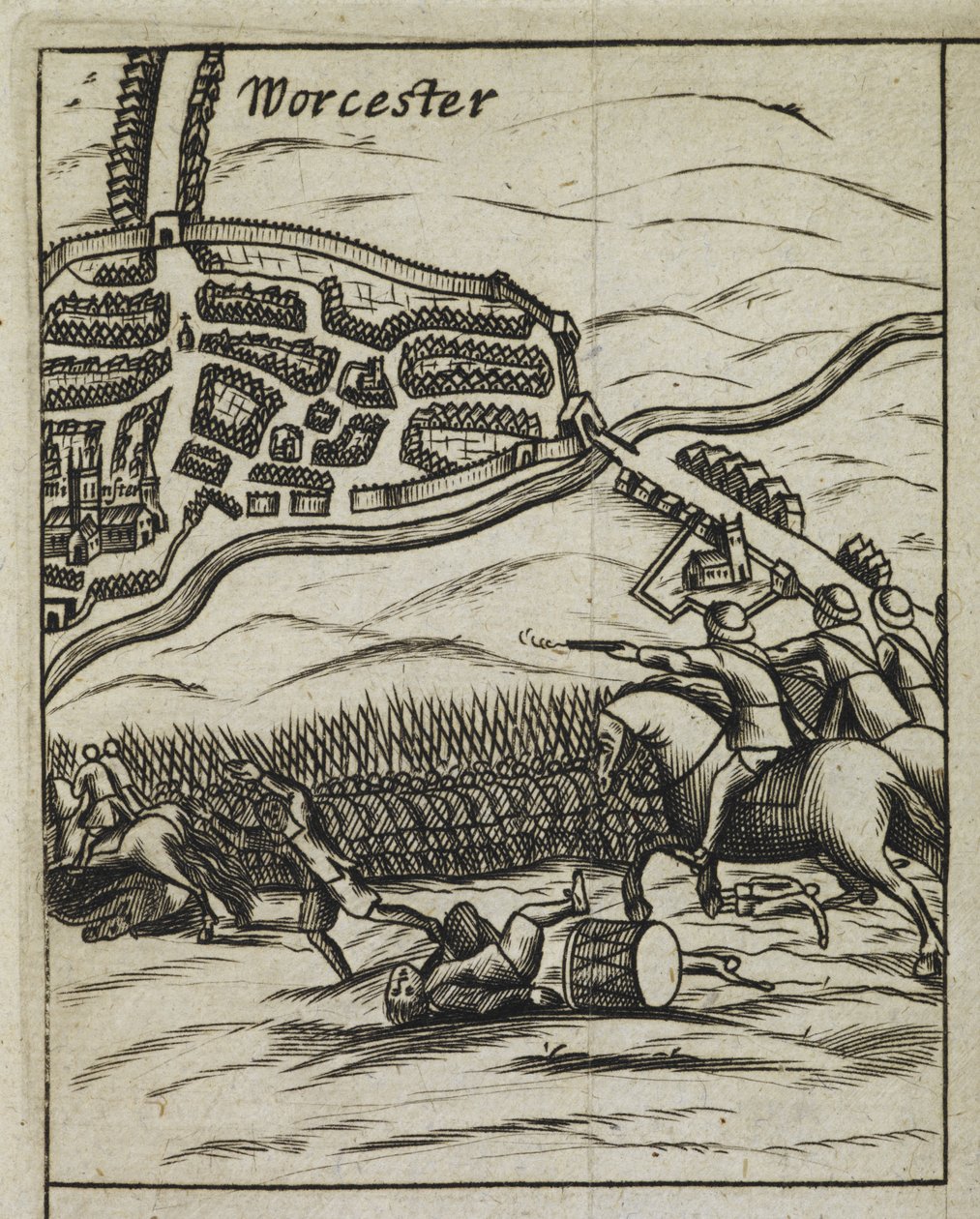 Escena de la batalla de Worcester, de 