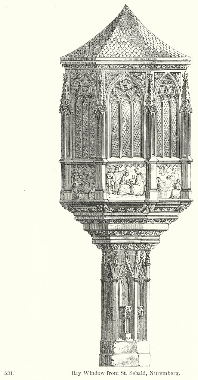 Ventana de San Sebaldo, Núremberg (grabado) de English School