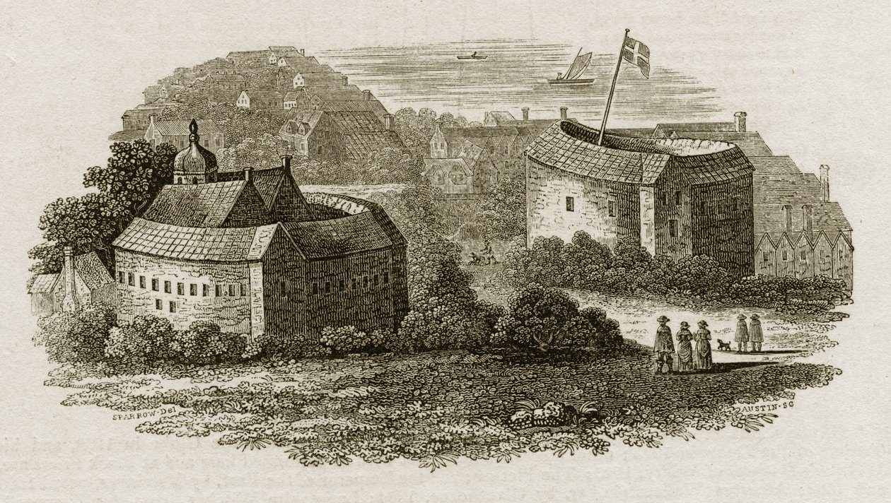 Bear Garden y Globe Theatre, Southwark, Londres, c.1600 (grabado) de English School