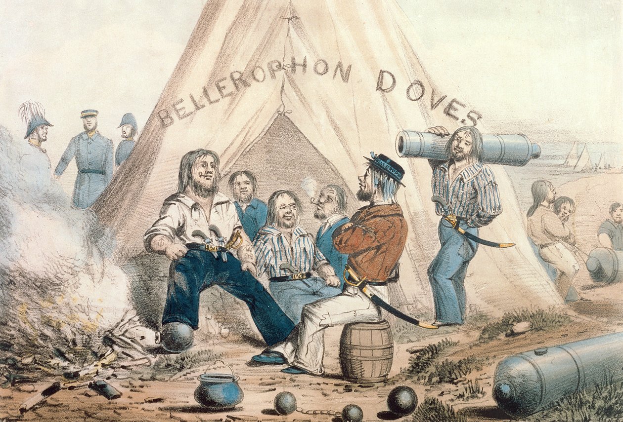 Palomas de Belerofonte, Campamento de Marineros antes de Sebastopol, publicado en 1854 de English School