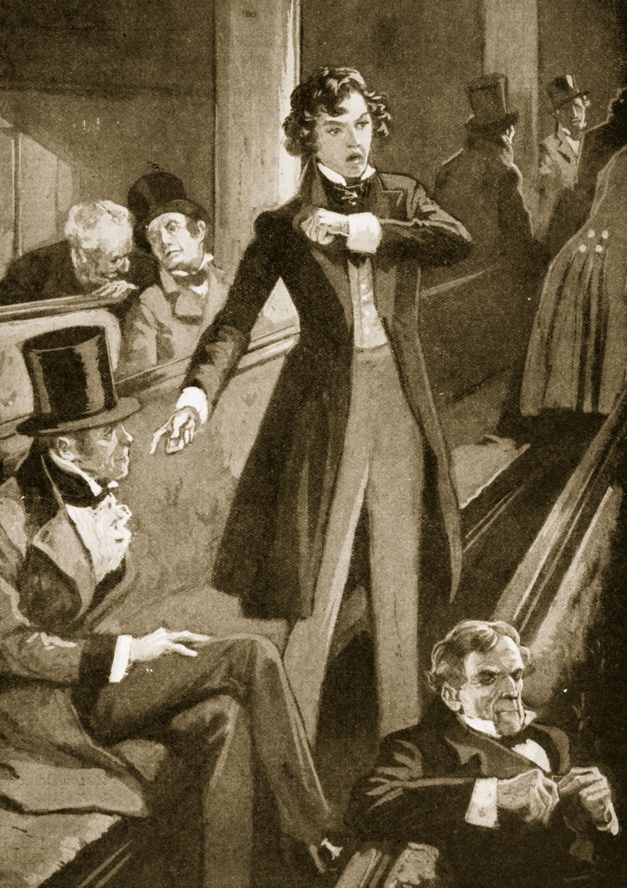 Benjamin Disraeli dando su primer discurso en la Cámara de English School