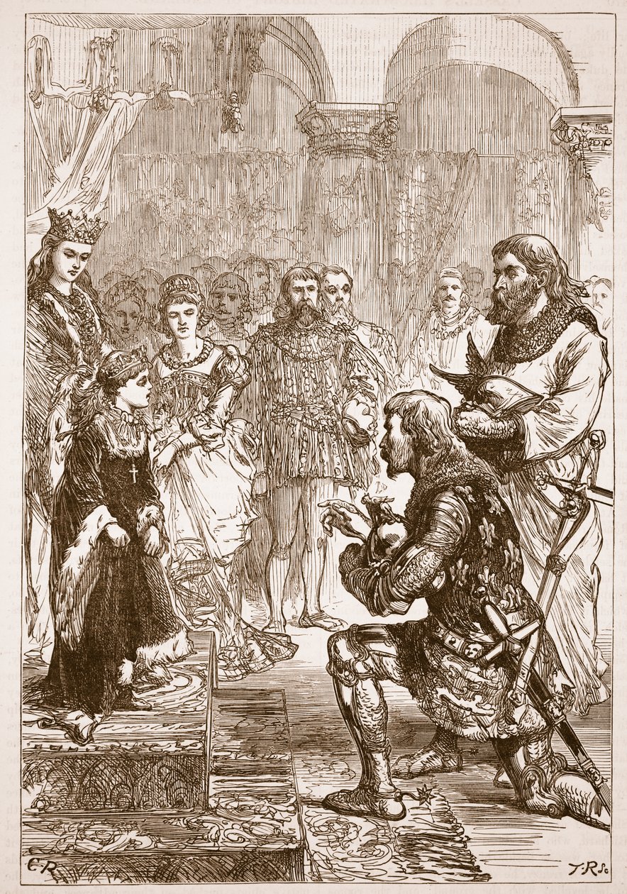 Desposorio de la Princesa Isabel con Ricardo, ilustración de Cassells Illustrated History of England de English School