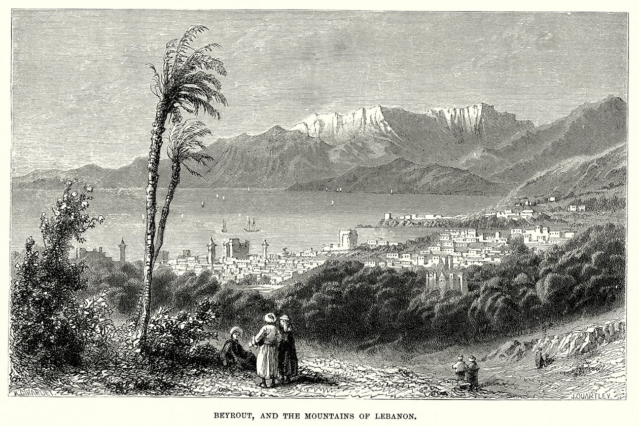 Beyrout y las montañas del Líbano (grabado) de English School