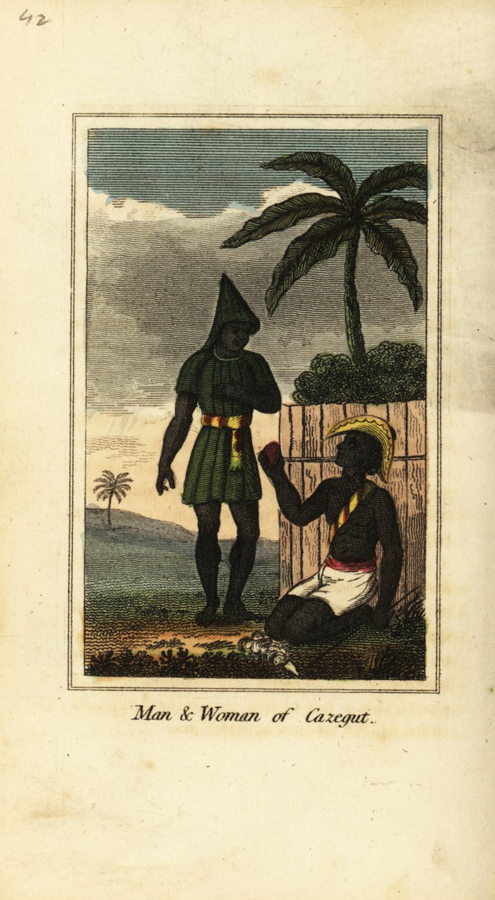 Hombre y mujer Bijogos de Cazegut (Islas Bissagos, Guinea-Bisáu, África Occidental) de English School