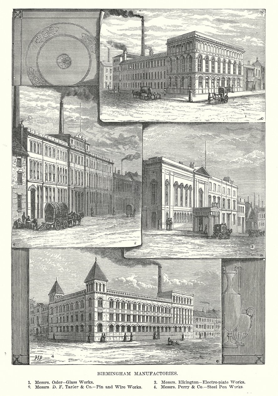 Fábricas de Birmingham (grabado) de English School