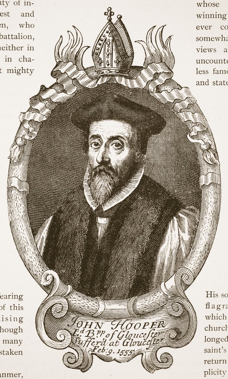 Obispo Hooper, ilustración de The Church of England: A History for the People por H.D.M. Spence-Jones de English School