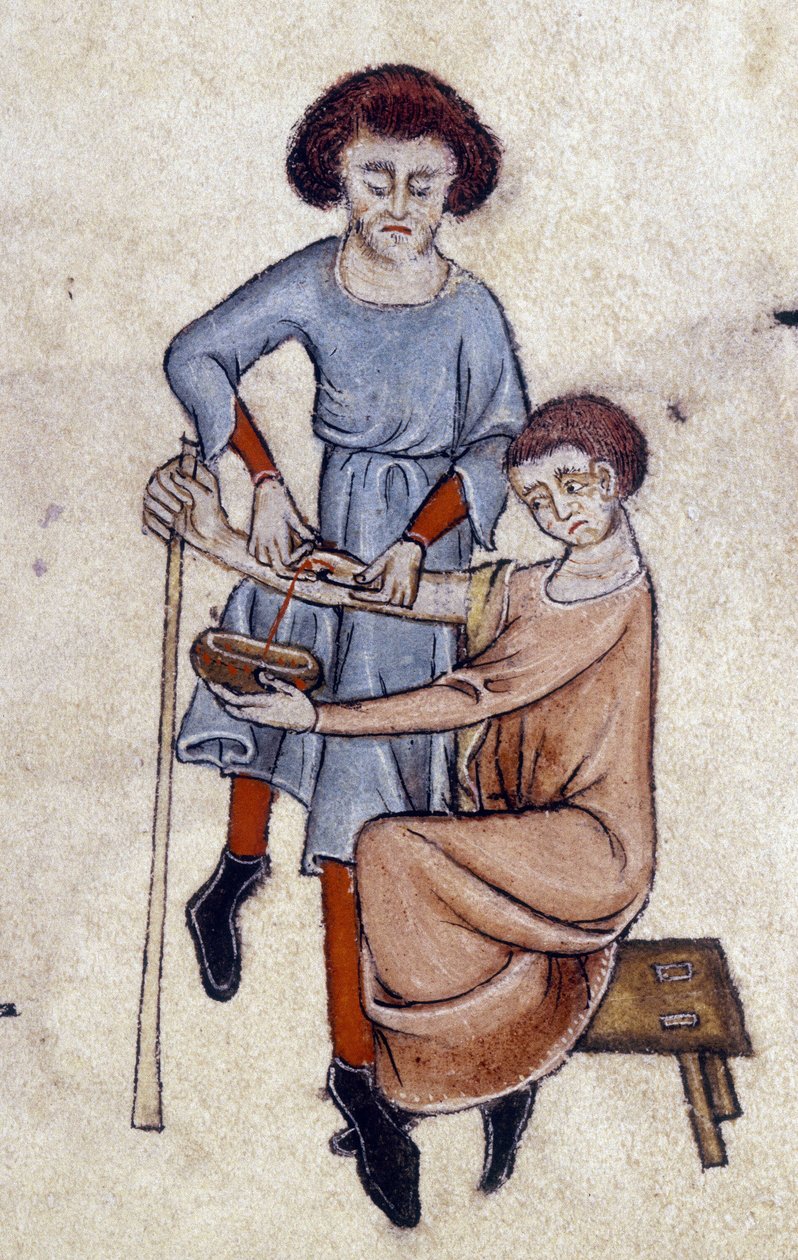 Derrame de sangre, del Salterio de Luttrell, c.1325-35 (vitela) de English School
