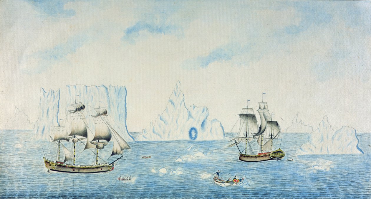 Botes Recogiendo Hielo, c.1773 de English School