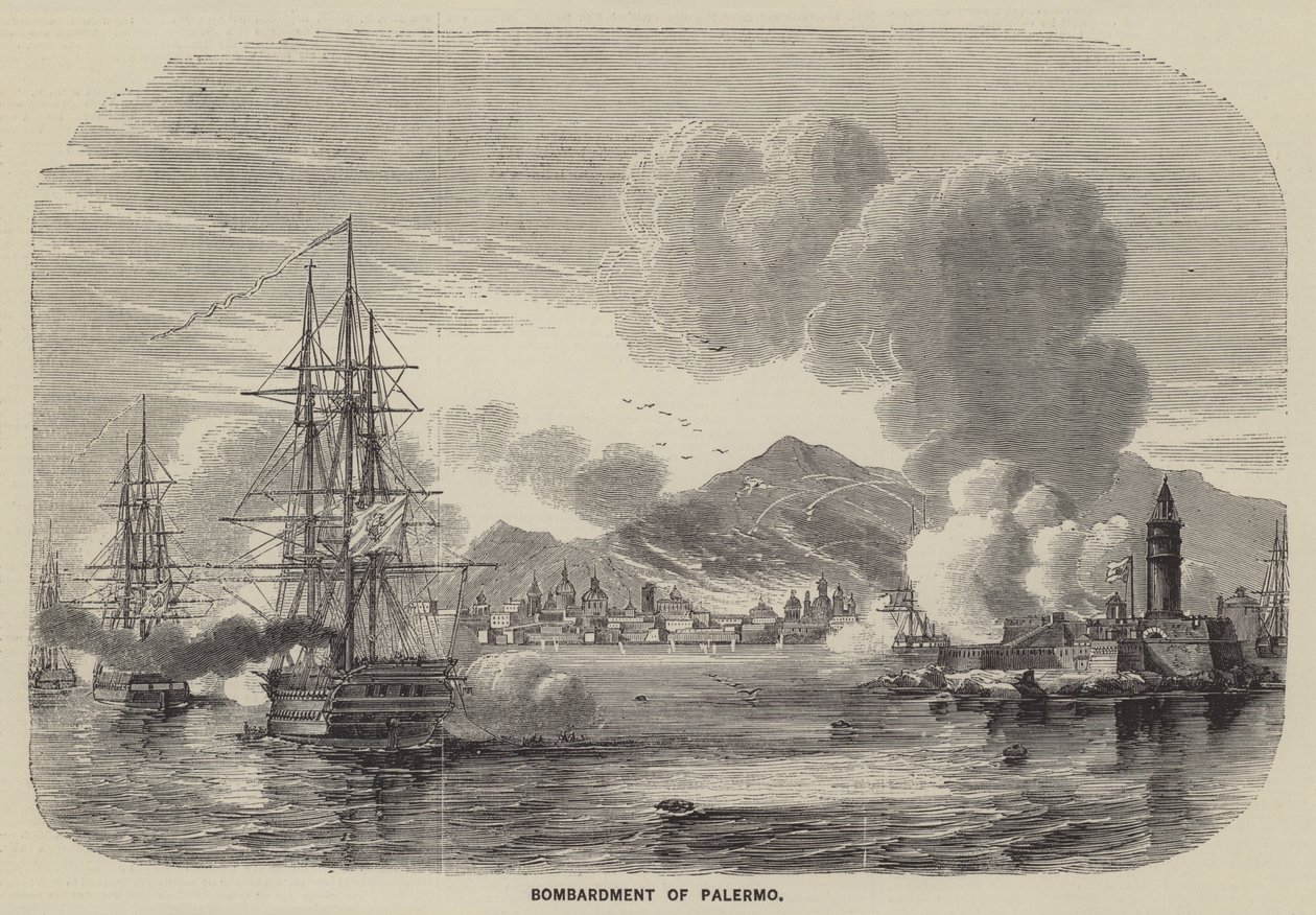 Bombardeo de Palermo (grabado) de English School