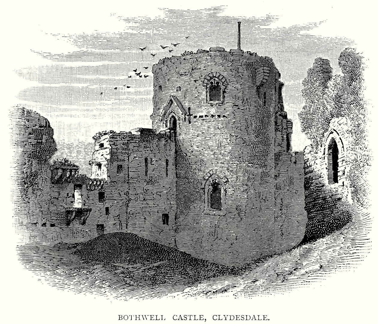 Castillo de Bothwell, Clydesdale (grabado) de English School