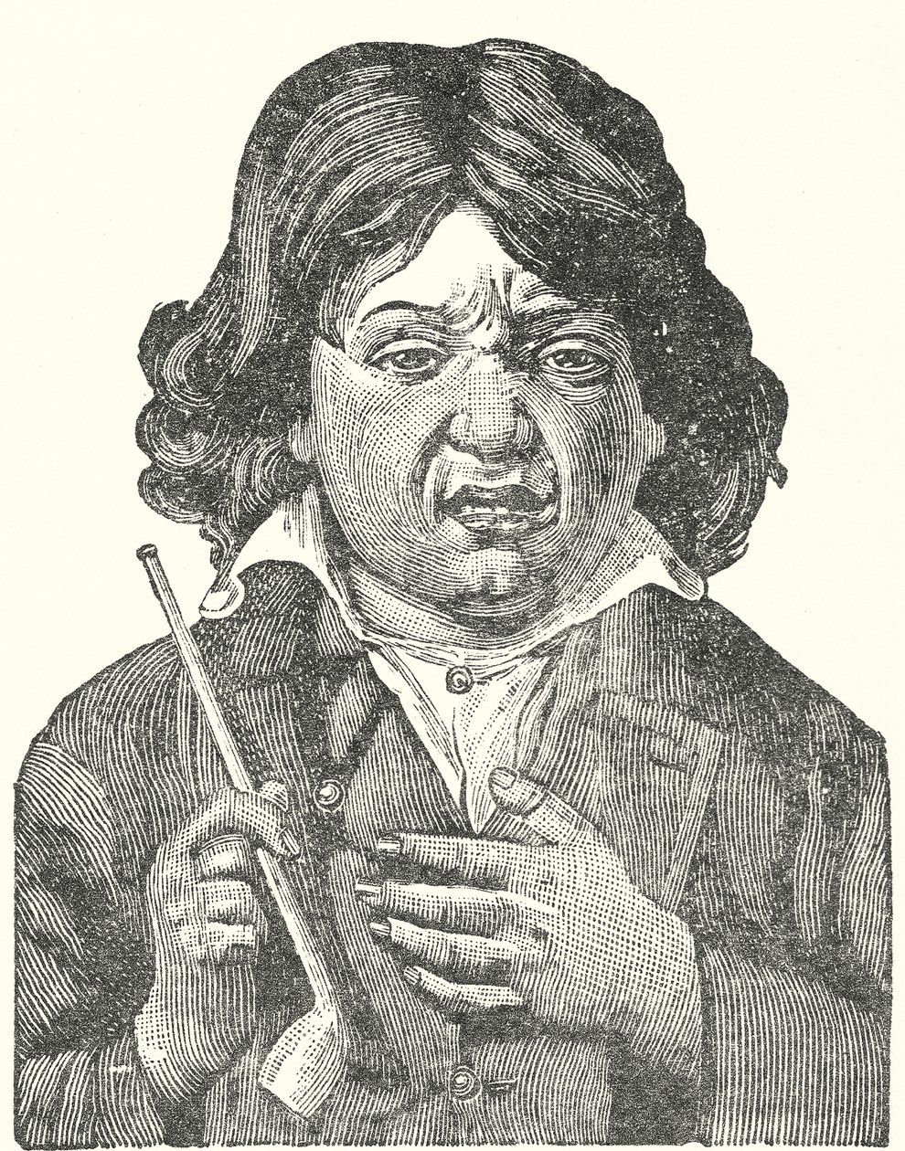 Niño que sufre las secuelas del tabaco (grabado) de English School