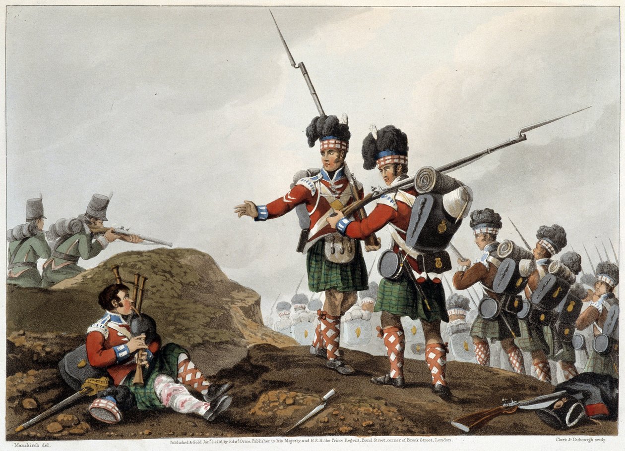 Valentía en “Historical, military and naval anecdotes and incidents that arrived at the arms of Great Britain and their allies, ending in Waterloo” de Edward Orme. Ilustrado por Fry, Sutherland, Clark, Dubourg, W.Heart, JA, Atkinson... Ed. 1819, Londres de English School