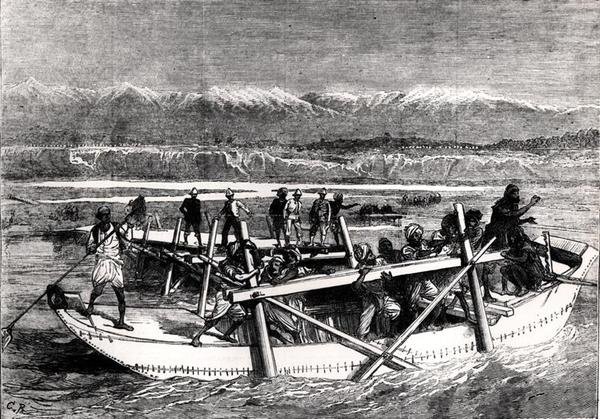 Cruzando el río Kabul en Jellalabad de English School