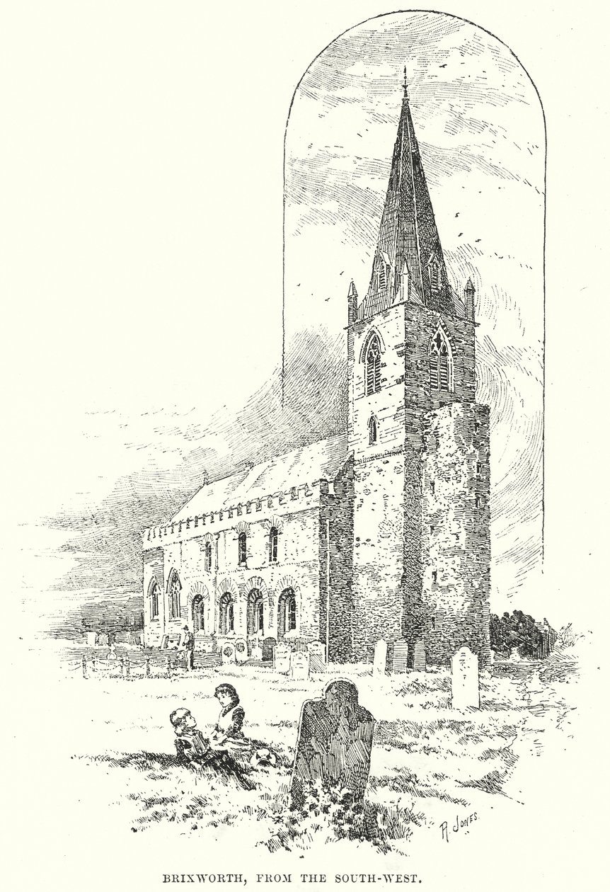 Brixworth, desde el suroeste (grabado) de English School