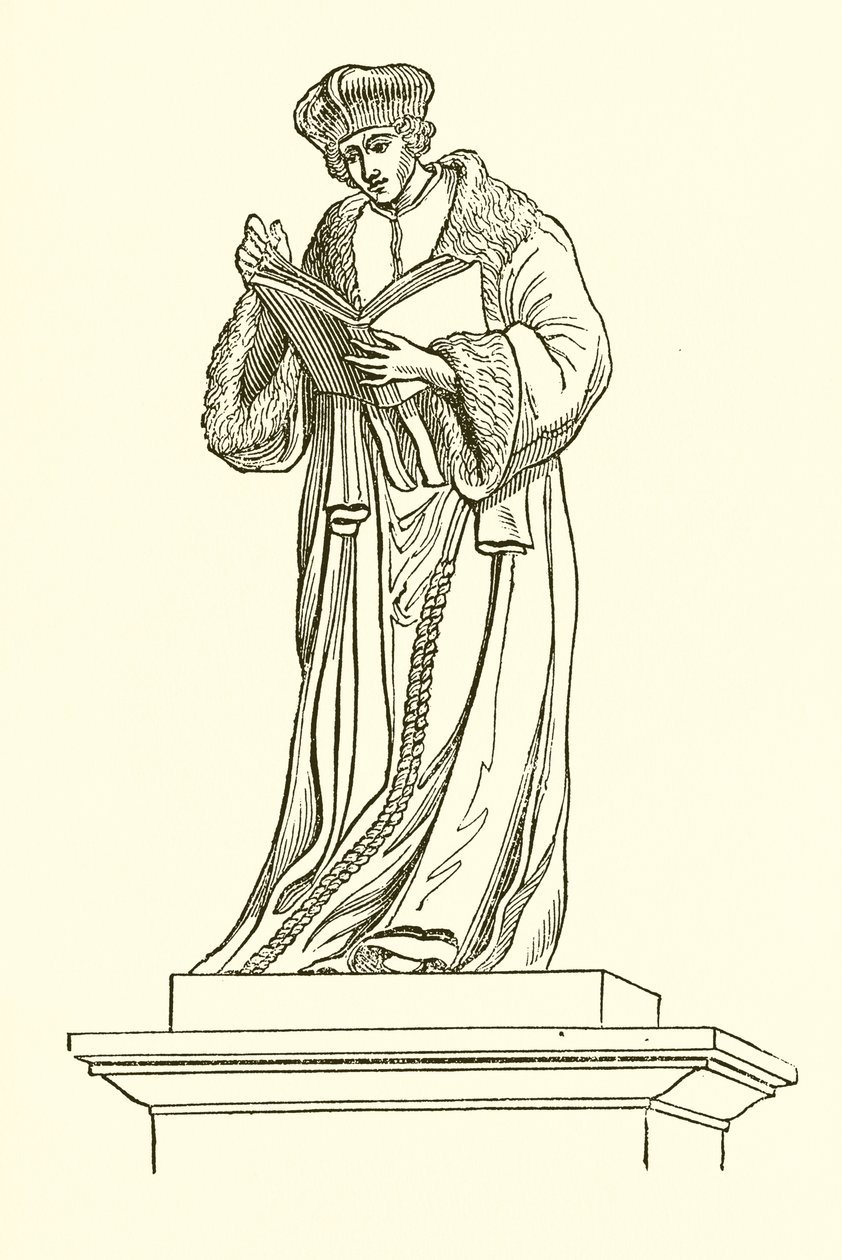 Estatua de bronce de Erasmo en Rotterdam (grabado) de English School