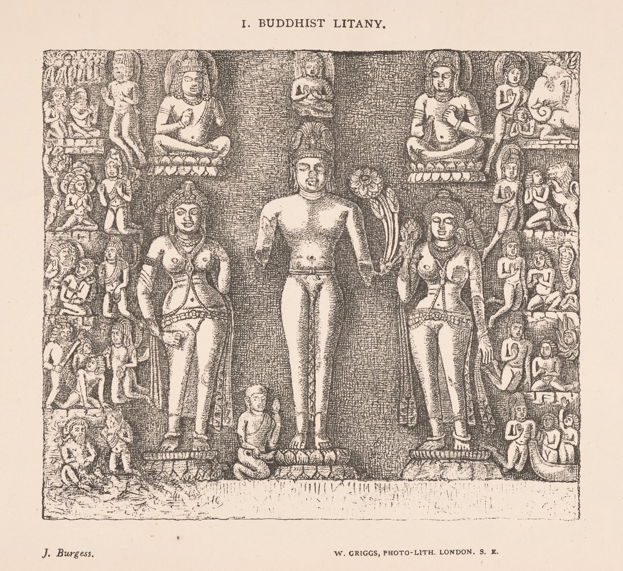 Letanía budista, de The cave temples of India, de James Fergusson y J. Burgess de English School