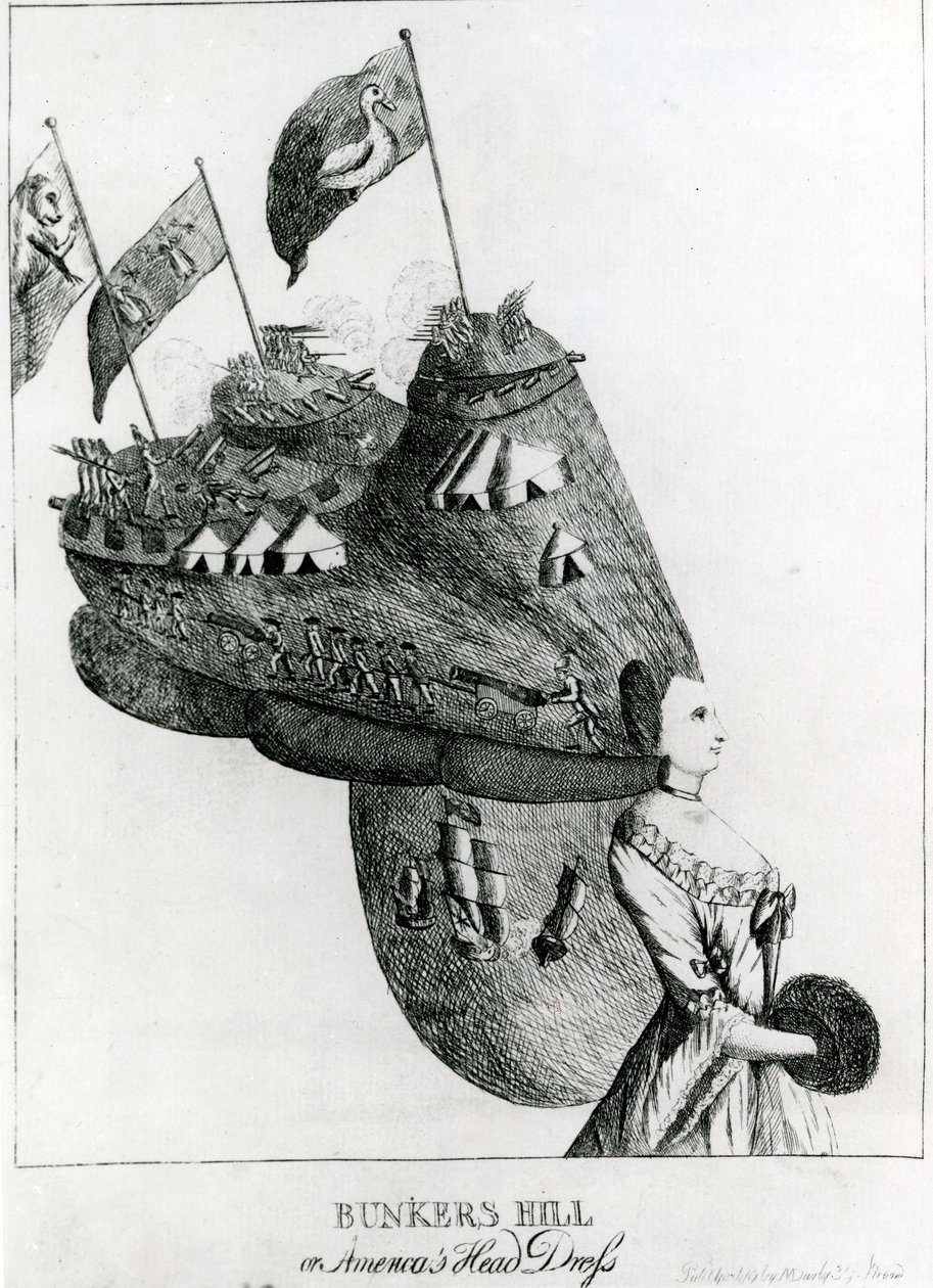 Bunkers Hill, o el tocado de América, 1776 de English School