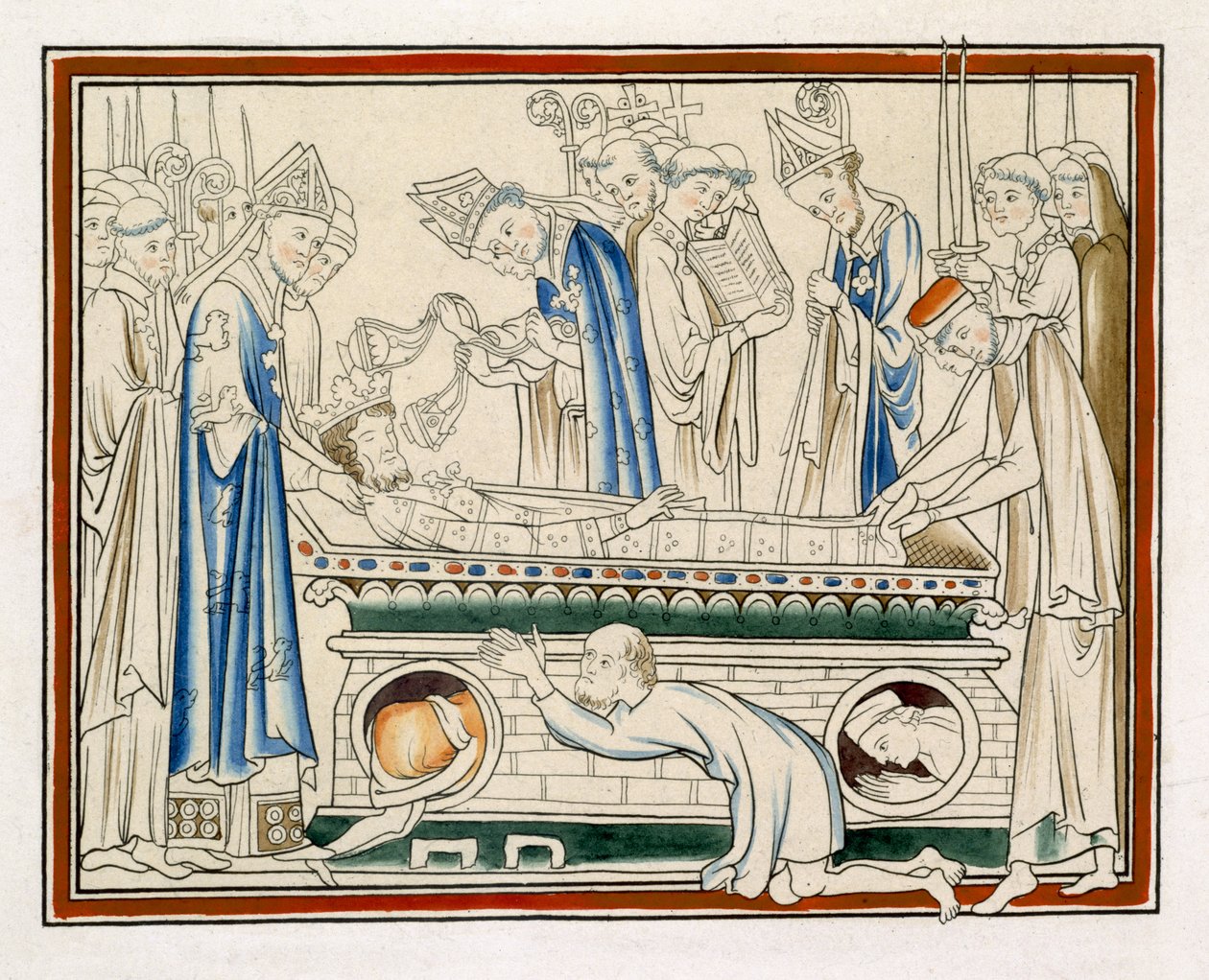 Entierro de Eduardo el Confesor, ilustración de un facsímil de La Vida de San Eduardo el Confesor de English School