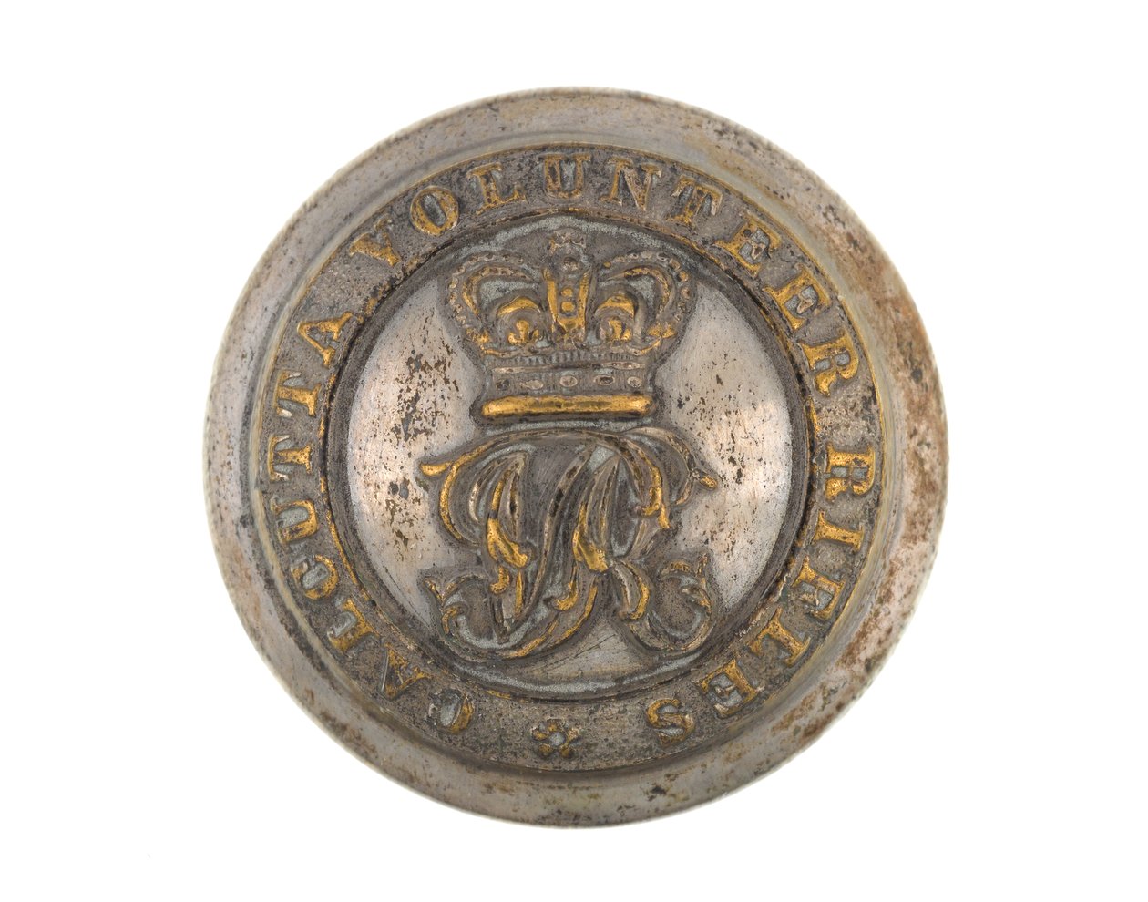 Botón, Rifles Voluntarios de Calcuta, antes de 1901 de English School