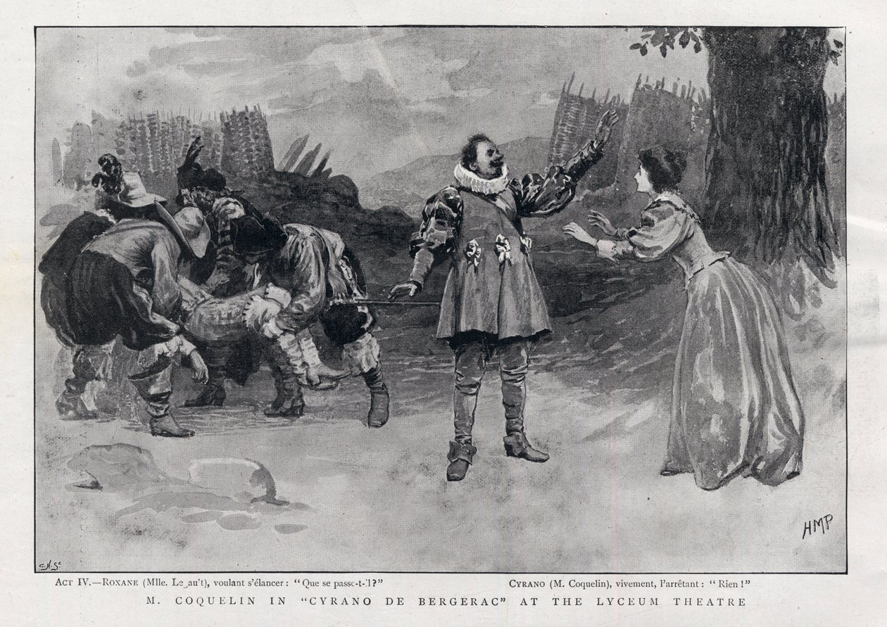 CONSTANT COQUELIN Aine (mayor) actor inglés en el papel de Cyrano de Bergerac en el Lyceum Theatre, Londres 1898 de English School