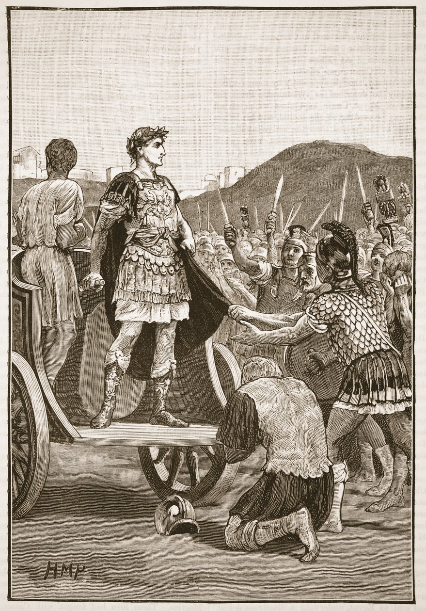 César dirigiéndose a las legiones descontentas en el Campo de Marte de English School