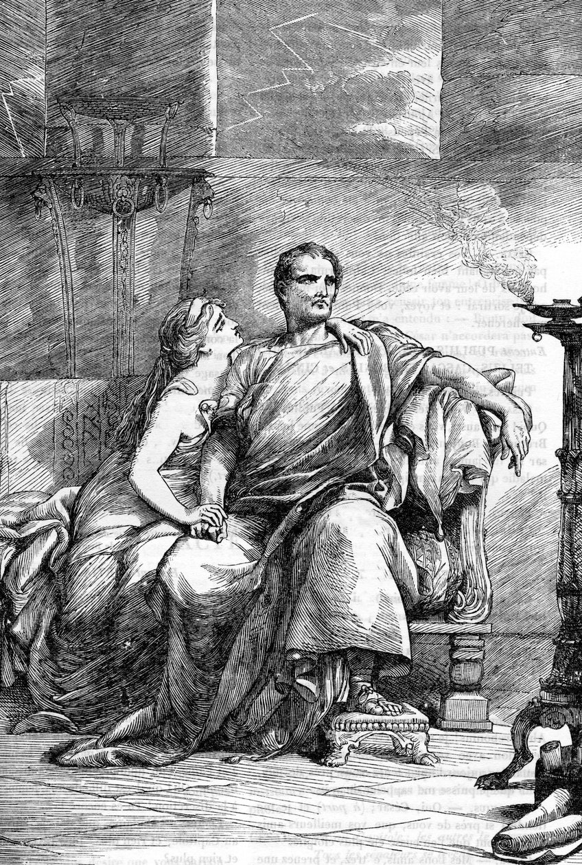 Calpurnia y César - Julio César - La tragedia de Julio César - Ilustración en 